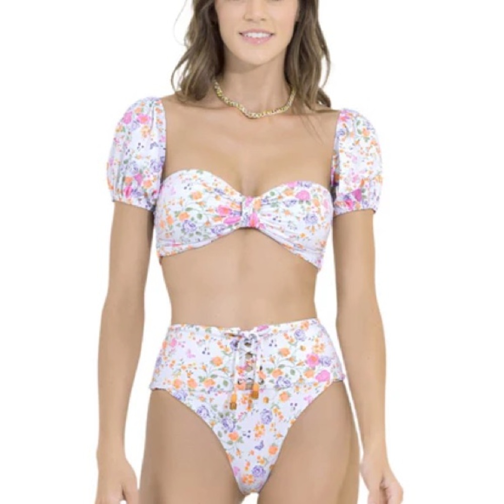 Maaji Backyard Ebony Puff Sleeve Bikini Top